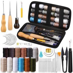 Upholstery Repair Kit,48pcs Leather Sewing Kit with Upholstery Thread,Sewing Awl